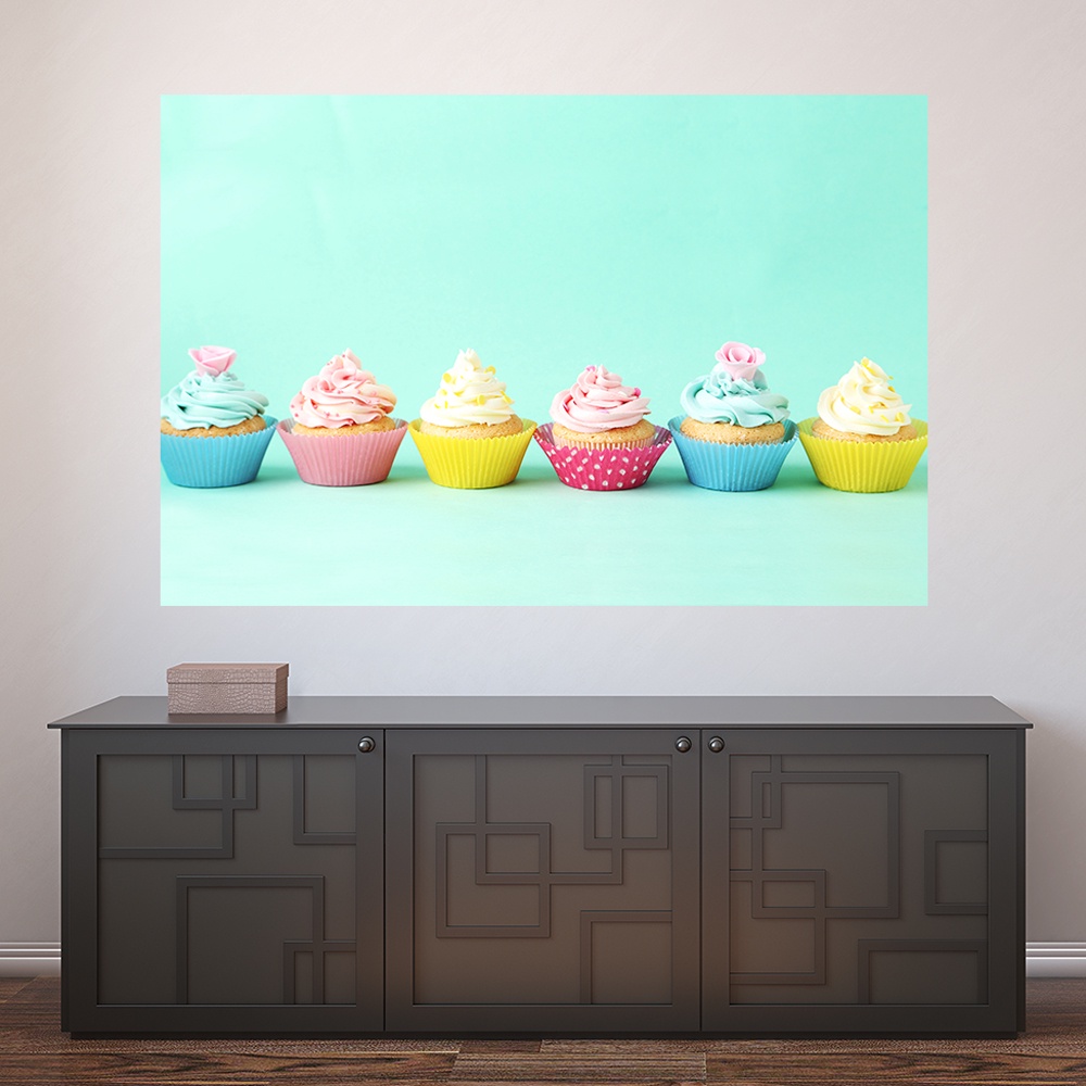 Painel Adesivo Decorativo de Parede Cupcakes Confeitaria Doceria Cozinha Casa - 1174pn