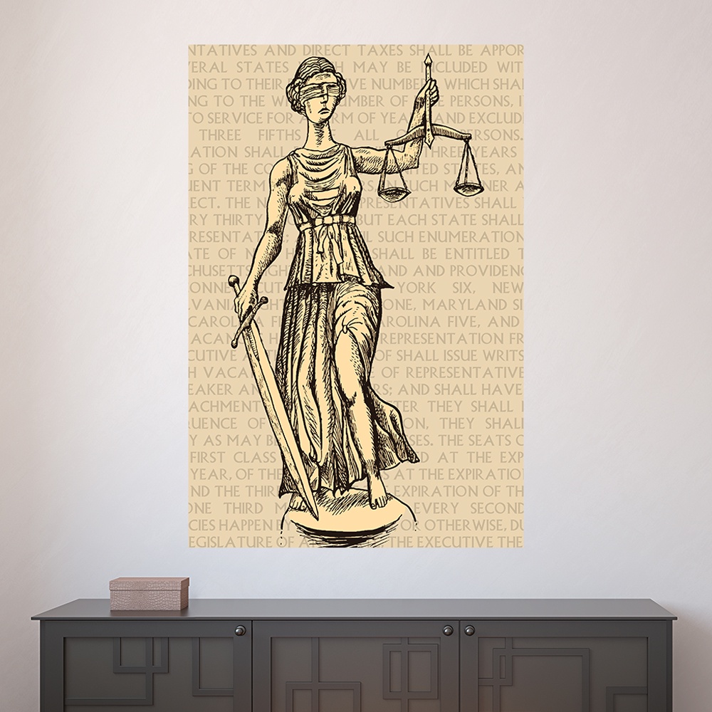Painel Adesivo Decorativo de Parede Estátua Deusa da Justiça Direito Advogado Advogada Advocacia Profissões -  1637pn