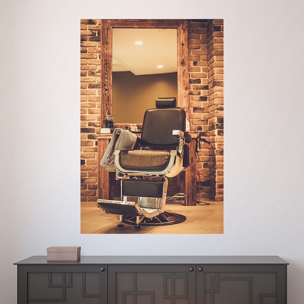 Painel Adesivo Decorativo de Parede Barbearia Barbeiro Barber Shop Cabeleireiro Homens Salão de Beleza Sala - 1468pn