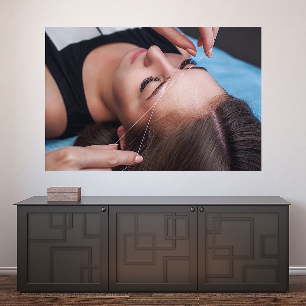 Painel Adesivo Decorativo de Parede Design de Sobrancelhas Salão de Beleza  - 985pn
