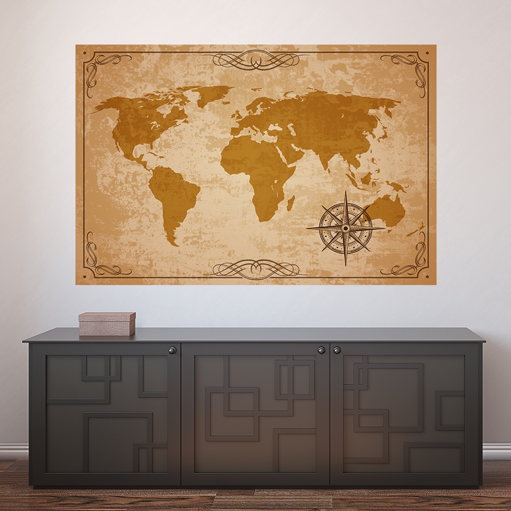 Painel Adesivo Decorativo de Parede Mapa Mundi Mundo Quarto Criança Infantil Jovem Menino Menina Casa Sala Quarto - 1371pn