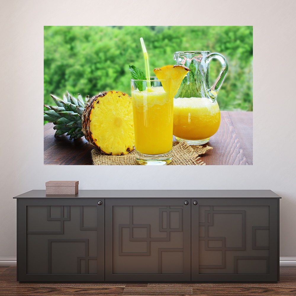 Painel Adesivo Decorativo de Parede Abacaxi Frutas Cozinha Casa Sala Quarto - 767pn