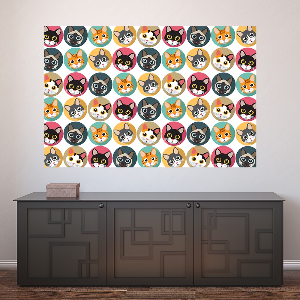 Painel Adesivo Decorativo de Parede Gatos Pet Shop Veterinário Animais Casa Sala Quarto - 1376pn