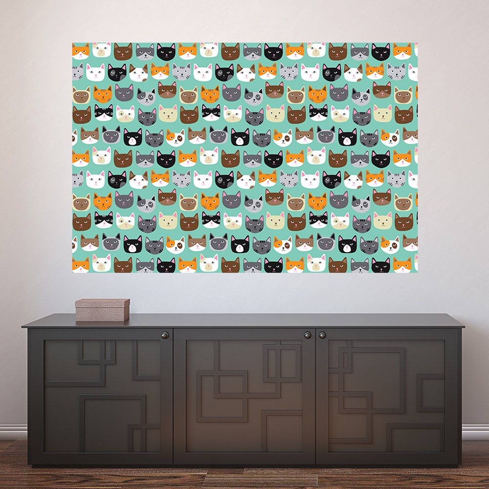 Painel Adesivo Decorativo de Parede Gatos Pet Shop Veterinário Animais Casa Sala Quarto - 1375pn