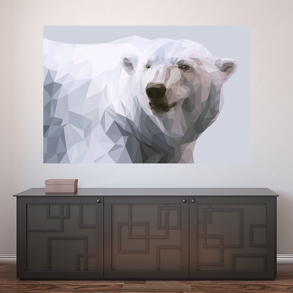Painel Adesivo Decorativo de Parede Urso Polar Animais Casa Sala Quarto - 1813pn