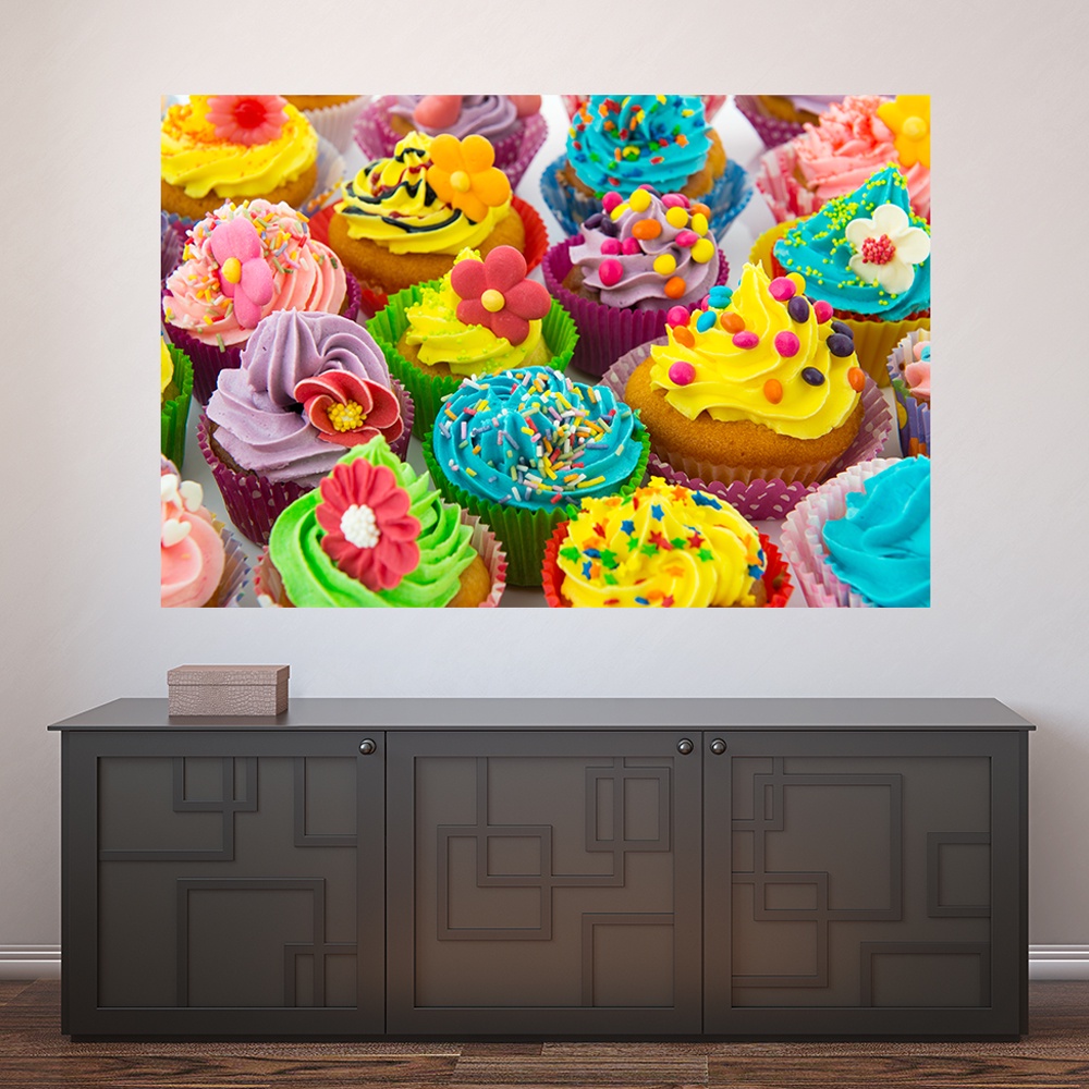 Painel Adesivo Decorativo de Parede Cupcakes Confeitaria Doceria Cozinha Casa - 622pn