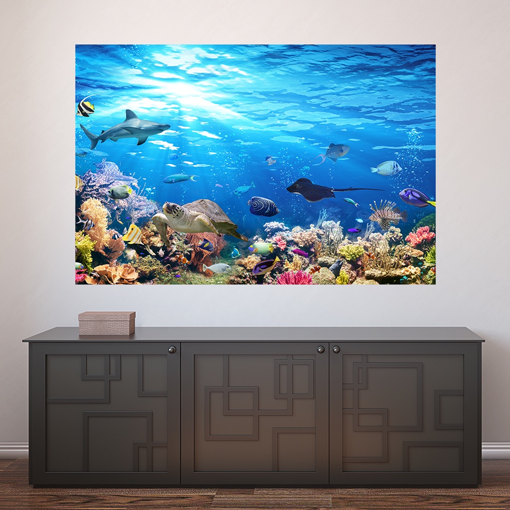 Painel Adesivo Decorativo de Parede Fundo do Mar Casa Sala Quarto - 851pn