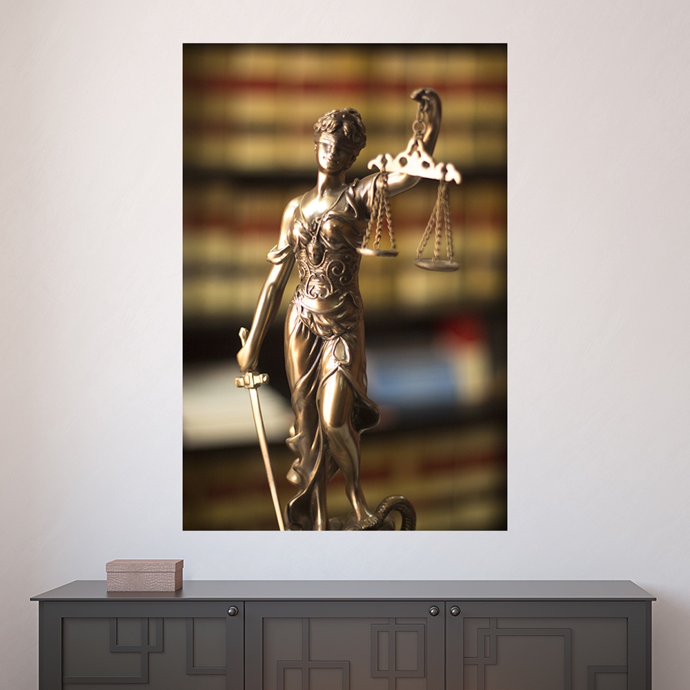 Painel Adesivo Decorativo de Parede Estátua Deusa da Justiça Direito Advogado Advogada Advocacia Profissões Sala Escritório - 1499pn