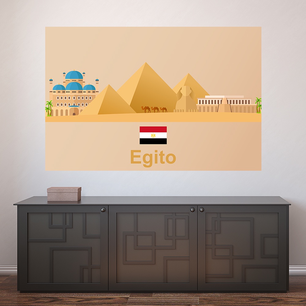 Painel Adesivo Decorativo de Parede Egito Mundo Escritório Banheiro Casa Sala Quarto - 1357pn