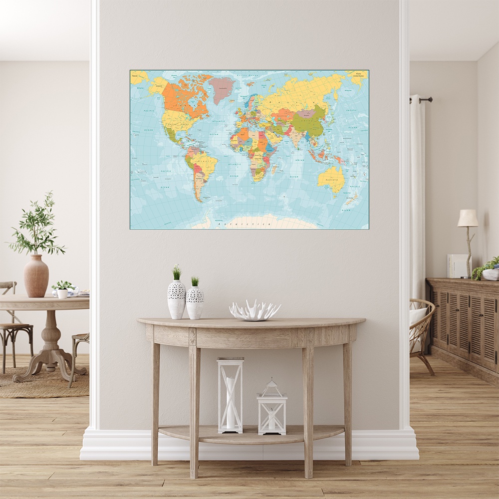 Painel Adesivo Decorativo de Parede Mapa Mundi Mundo Casa Sala Quarto - 1340pn — imagem 2 de 2