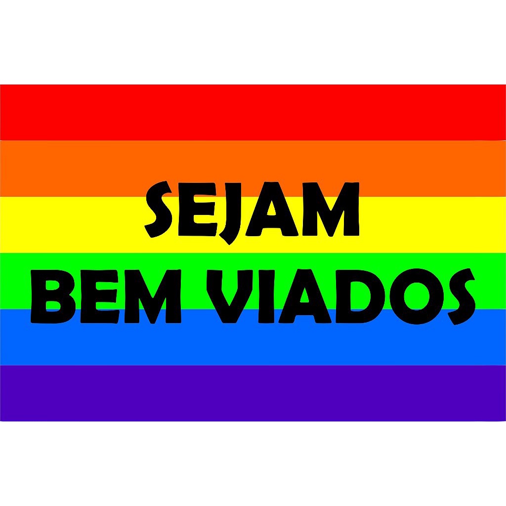 Tapete de Porta Divertido Capacho Frase - Sejam Bem Viados Fundo Arco-Iris — imagem 2 de 2