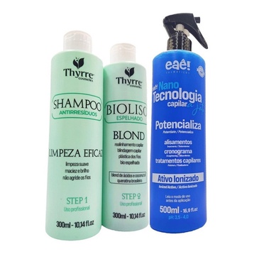 Kit Bioliso 300ml Espelhado Thyrre + Nanotecnologia Azul