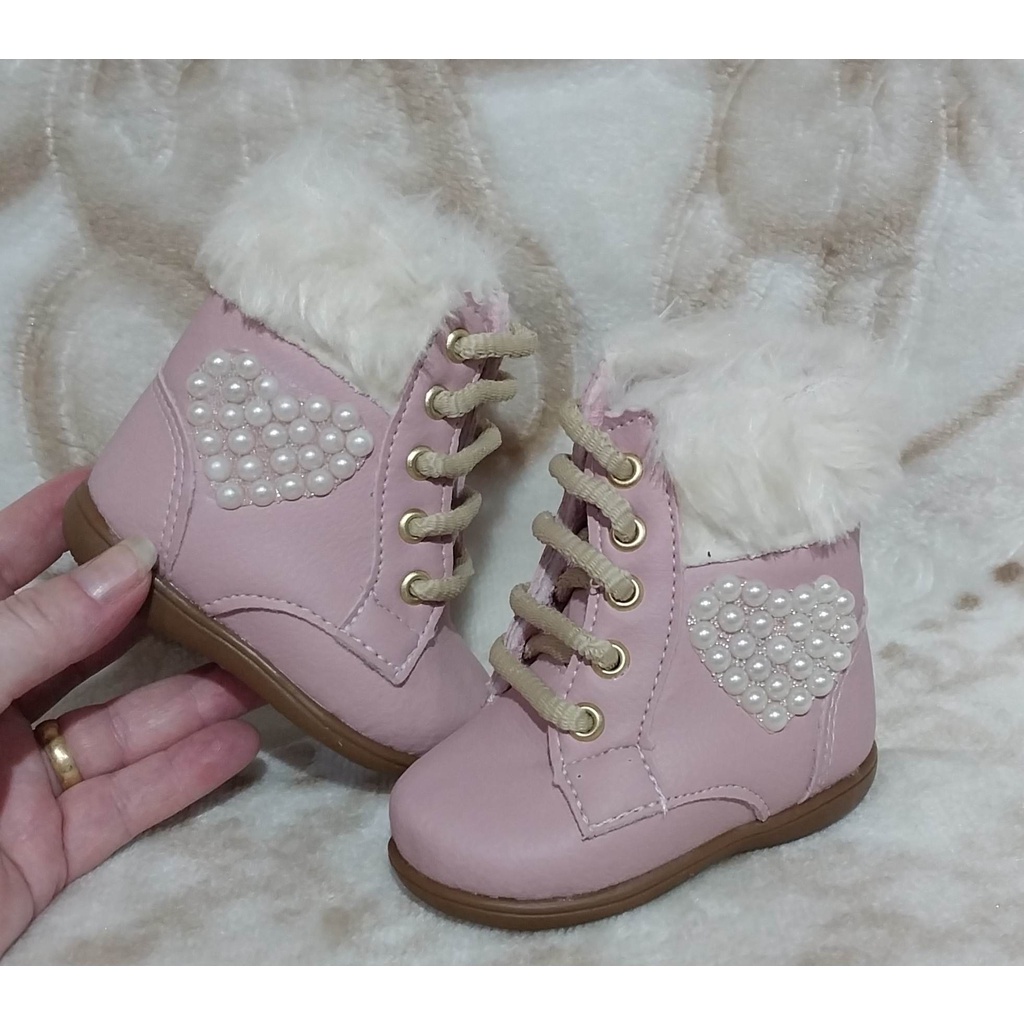 Bota infantil menina coturno botinha bebê cano alto em Oferta na Shopee
