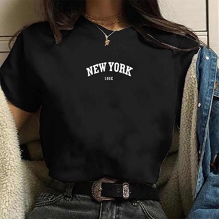 Camiseta Feminina New York 199X Usa Blusa estampada preta de algodão