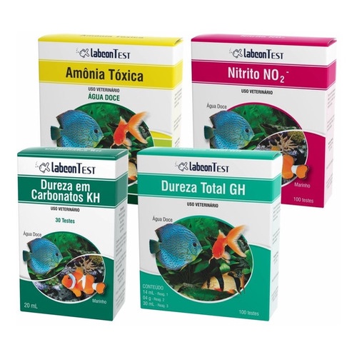 Kit Alcon Labcon Testes 1 Amônia Agua Doce 1 Nitrito  1 Gh  E  1 Kh