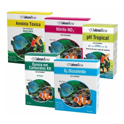 Kit Alcon Labcon Testes Amônia Doce , Ph,nitrito,kh E O2
