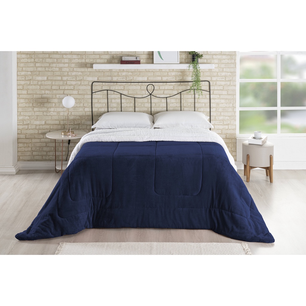 Coberdrom De Inverno Dupla Face Casal Queen Manta Soft Plush Com Sherpa