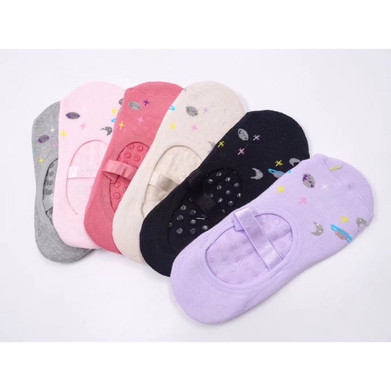 Meia Sapatilha Antiderrapante Pilates YOGA Feminina Estampada/Lisa em Oferta na Shopee