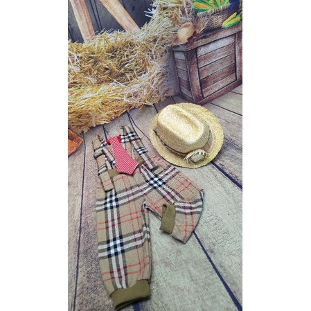 Roupa fantasia Festa junina menino macacão + chapéu + gravata infantil jardineira Mesversario Newborn ensaio fotogr bebê