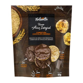 Biscoito De Arroz Integral Com Chococolate Amargo Naturatta 60 G