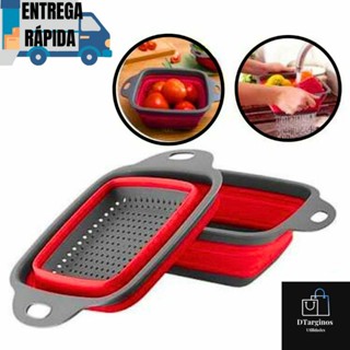 Escorredor De Alimentos Vegetais Macarrão Feijão Verduras e Legumes Retratil Em Silicone