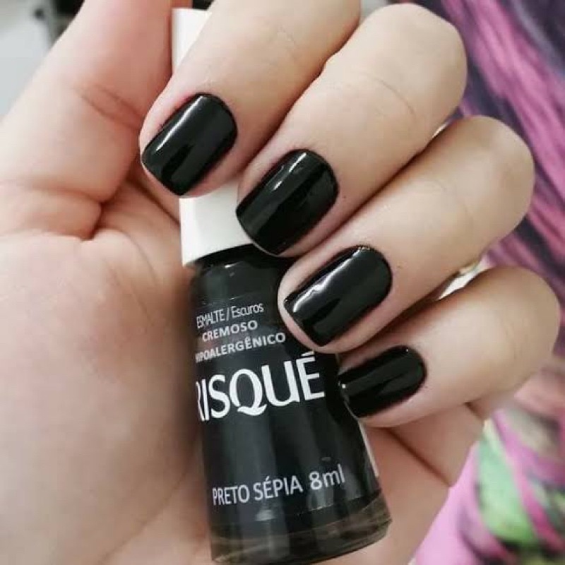Esmalte Cremoso Risqué Preto Sépia Hipoalergênico - 8ml. VL