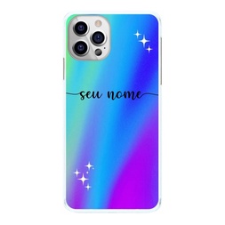 Capa de Celular Cor Violeta Roxa com Azul Claro e Nome Capinha