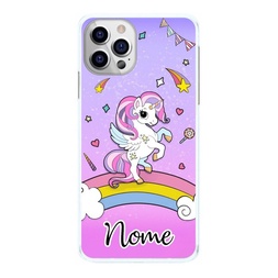 Capa de Celular Unicórnio Fundo Rosa com Nome Capinha