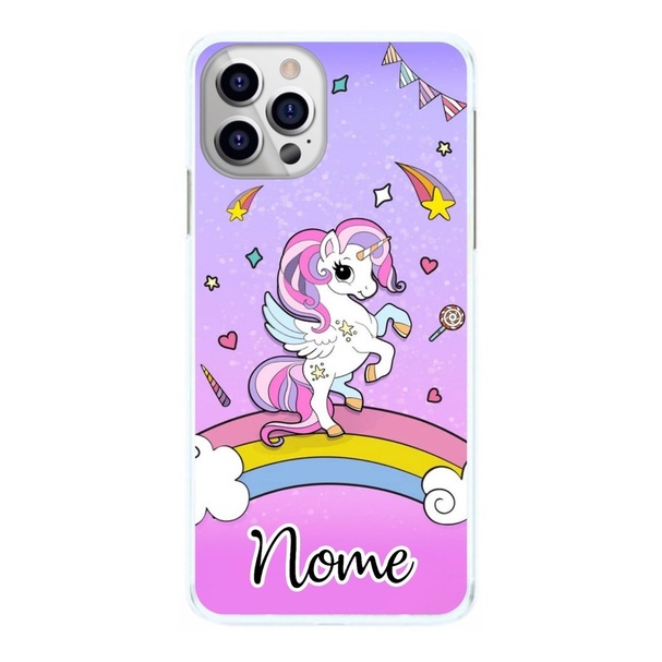 Capinha Unicórnio Fundo Rosa com Nome Capinha Capa de Celular
