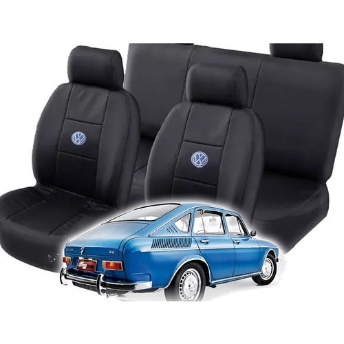 Capa Banco Couro Courvin Logo Vw Variante Tl Fusca Brasilia
