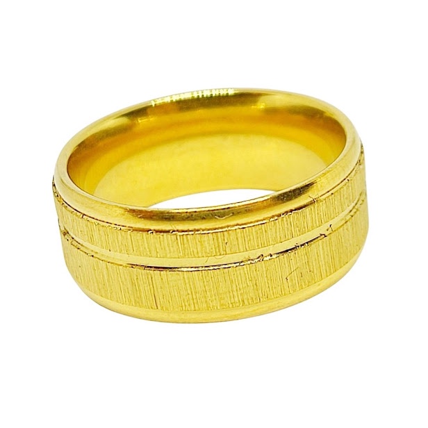 Aliança Casamento Anatômica Dourada Friso 8mm (a-104)