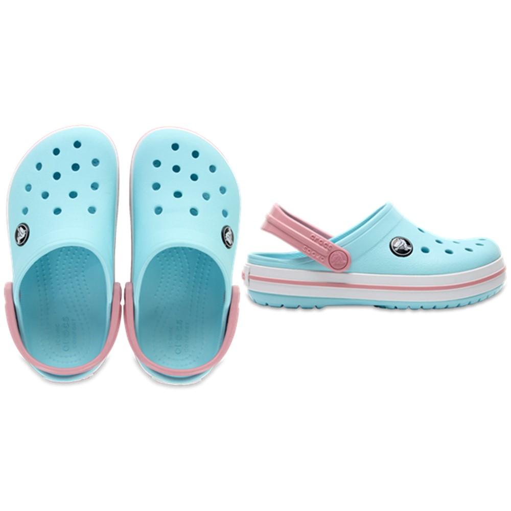 Sandália crocs crocband clog kidst ice blue/white