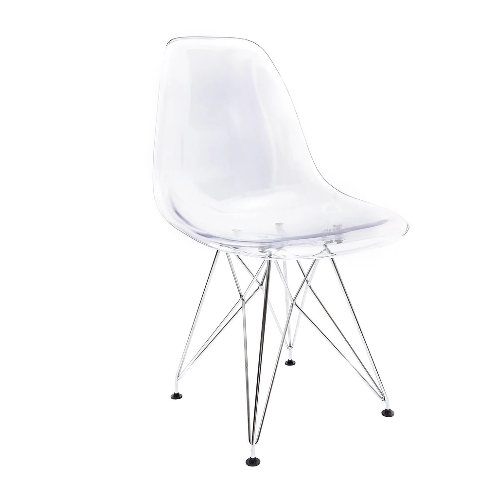 CADEIRA EAMES PC TRANSPARENTE EIFFEL CROMADA
