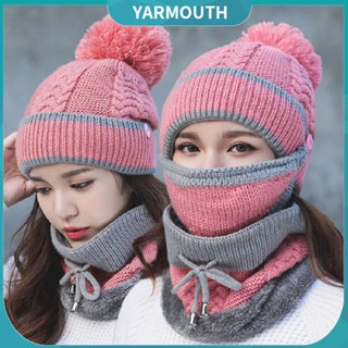 Yar 3 Peças Conjunto Cachecol / Touca / Cachecol Feminino De Tricô Grosso Para Inverno