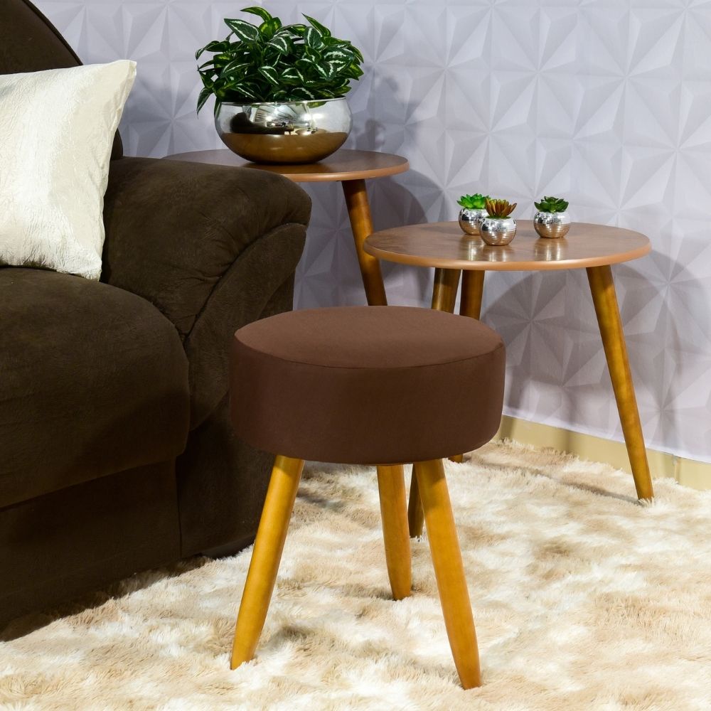 Promoção Capa de Puff Sala Decoração Redondo em Malha Premium