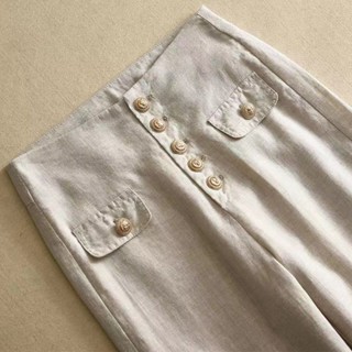 Calça Casual De Cintura Alta Com Perna Larga Feminina Drape Spring Summer New Style Linen Women Pants Loose Slimmer Look