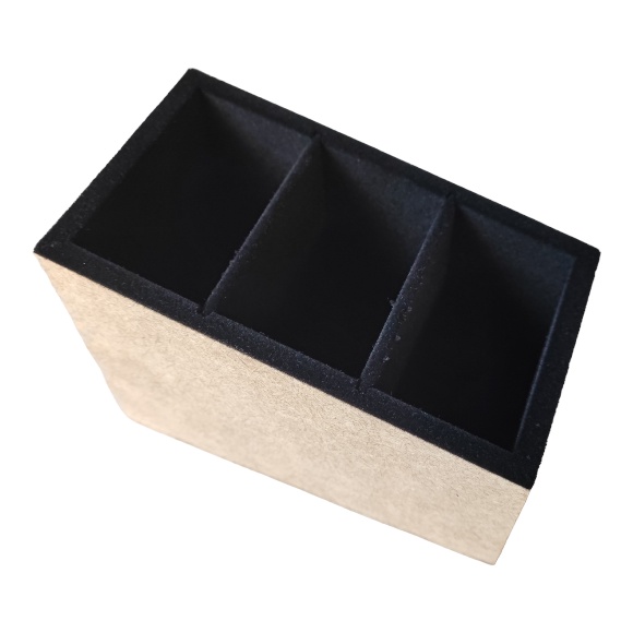 Suporte porta controle remoto 3 div. Mdf Flocado Aveludado Tv Ar