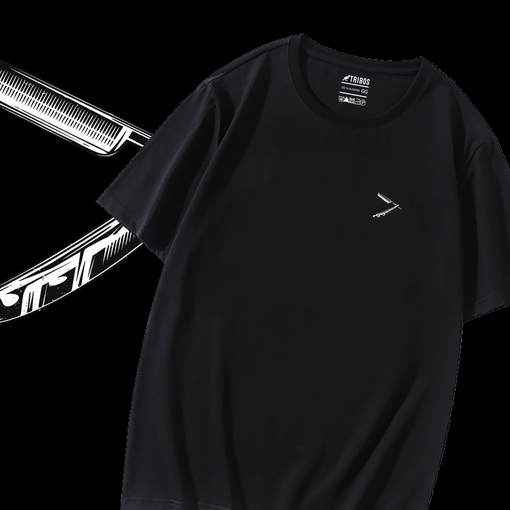 Camiseta Masculina Preta Navalha Barbearia  Blusa preta de Algodão