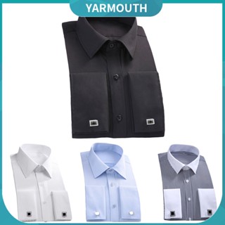 Yar_ Blusa Masculina Com Punho Francês De Manga Comprida De Algodão