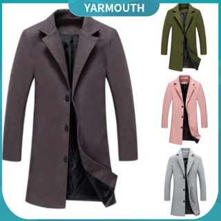 Yyr_casaco/Sobretudo Masculino Longo De Lã/Cor Lisa/Da Moda Para Inverno