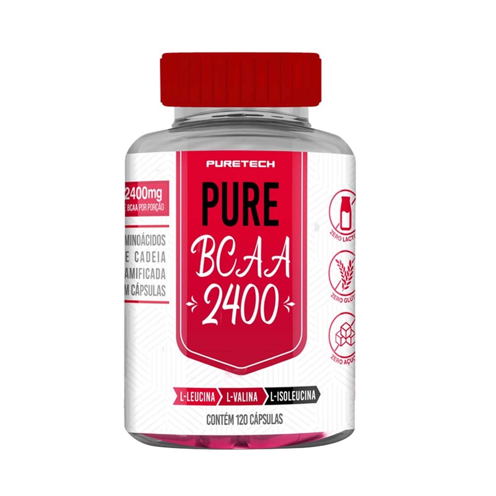 Bcaa Pure 2400 120 Cáps   Puretech em Oferta na Shopee