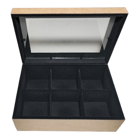Caixa para 06 Relógios De Pulso Aveluda Dobradiça Mdf Cru box estojo 1052