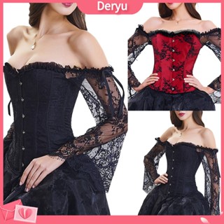 Deryu Espartilho Feminino Ombro A Ombro De Manga Comprida Com Laço