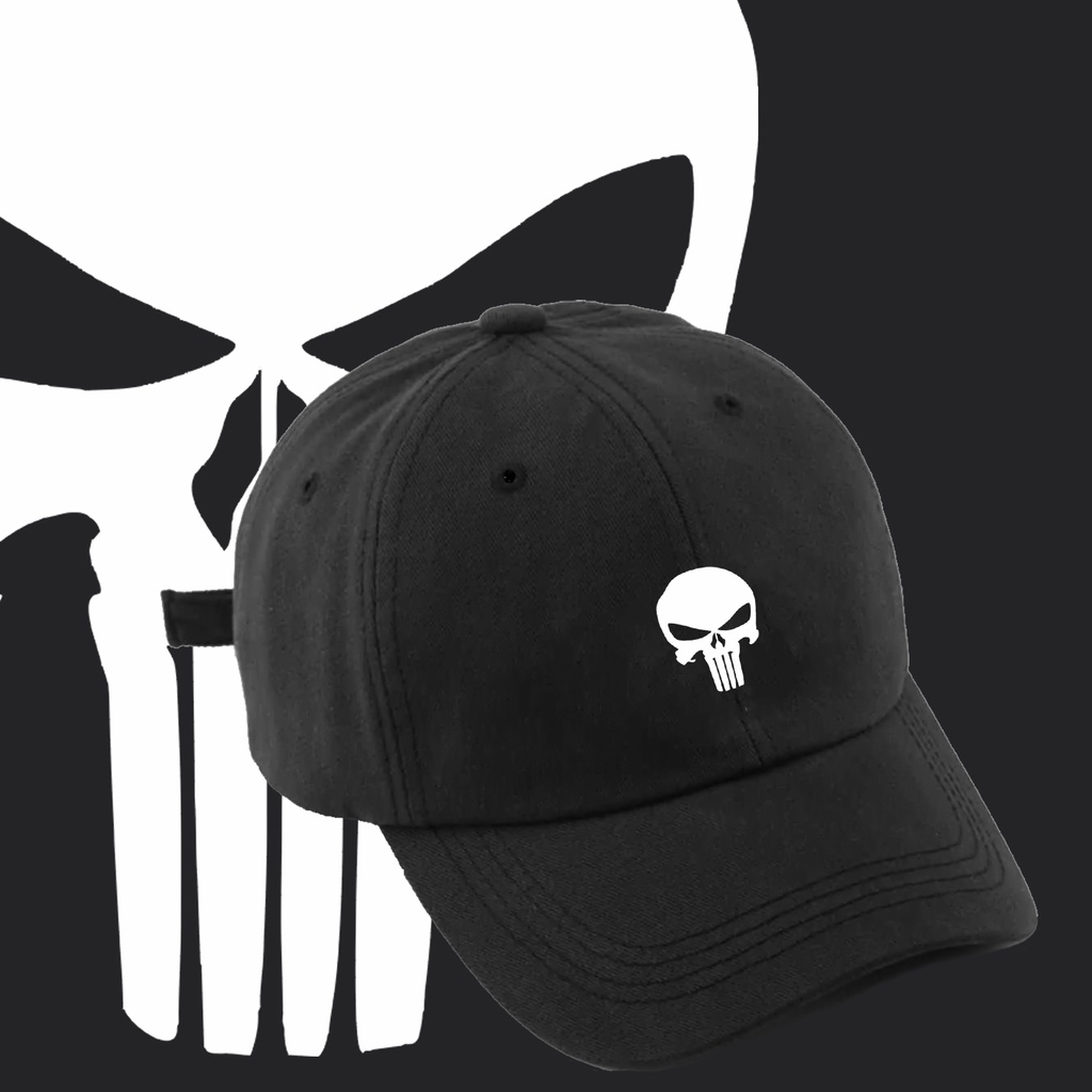 bone baseball masculino Caveira Sinistra Minimalista Branca
