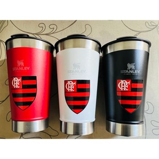 Copo Térmico Stanley (Personalizado time) ,473ml com Tampa e abridor metal-Flamengo… Vermelho,branco,preto - storelive