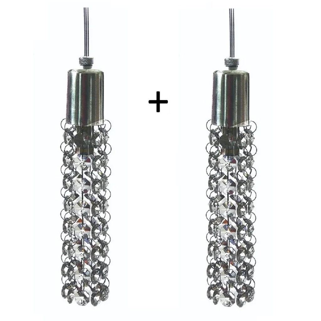 Kit 2 Pendente de Cristal Legitimo Asfour CYT 1 Metro - Quarto Banheiro Balcão