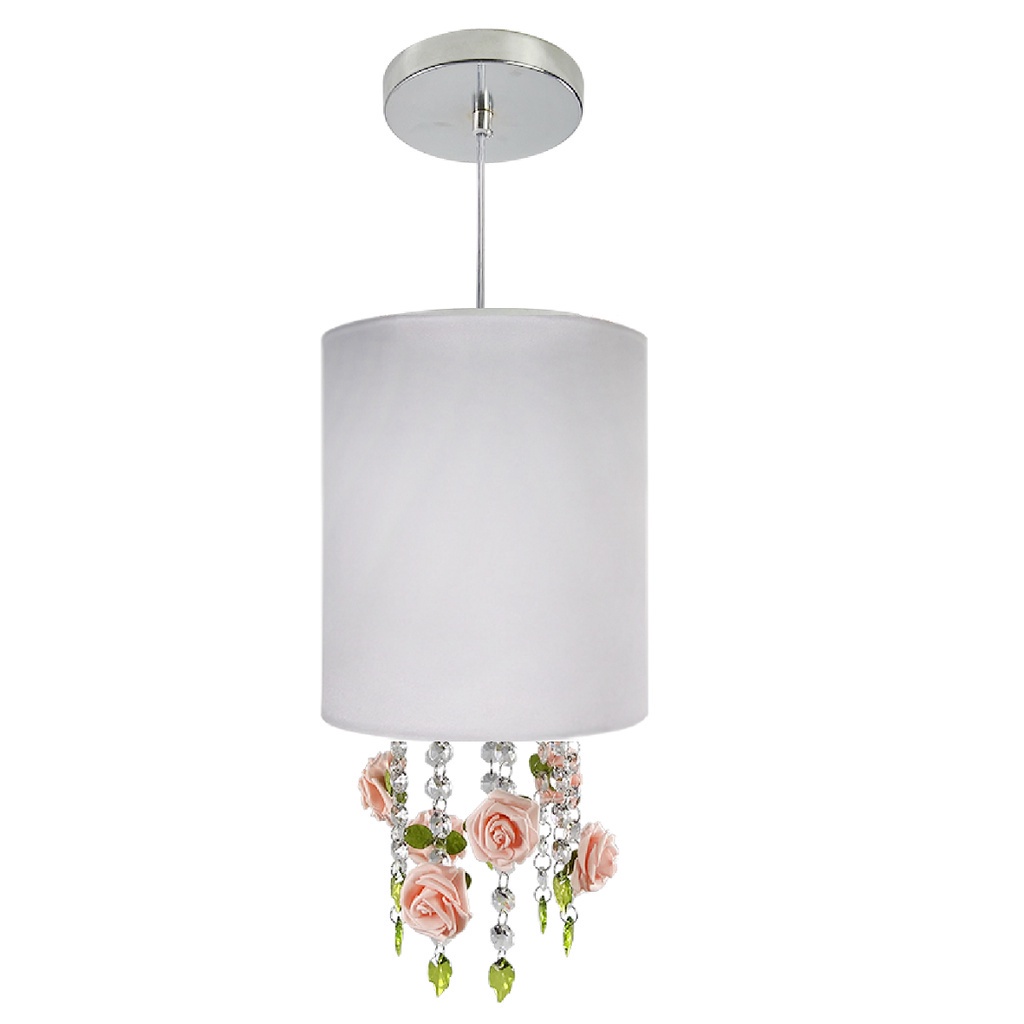 Pendente Branco FLOR Cristal Legitimo Menina - FLOR Salmão