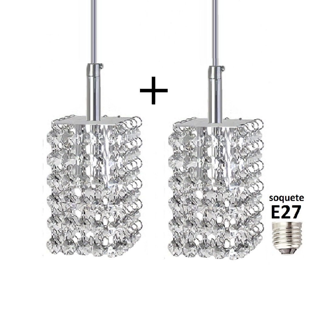 Kit 2 Pendente Redondo Cristal Legitimo Asfour SARA Q 1m