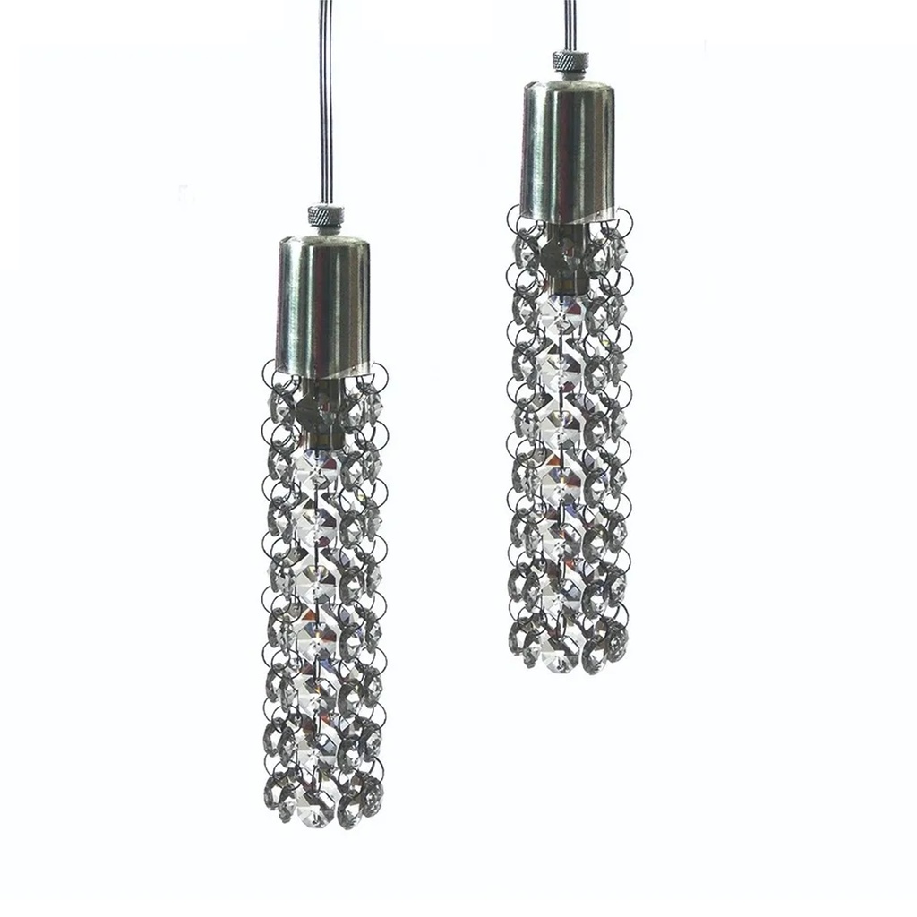 Pendente Duplo de Cristal Legitimo Asfour CYT 2 Metros - Quarto Banheiro Balcão