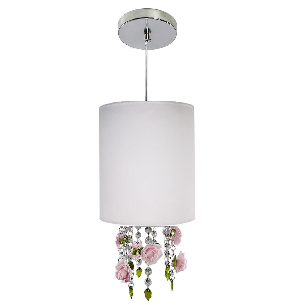 Pendente Branco FLOR Cristal Legitimo Menina - FLOR Rosa